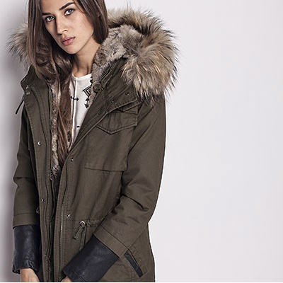 IKKS fur lined parka blends cold weather comfort and military style