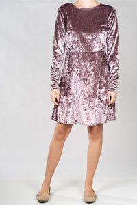 Long Sleeve Purple Velvet Dress