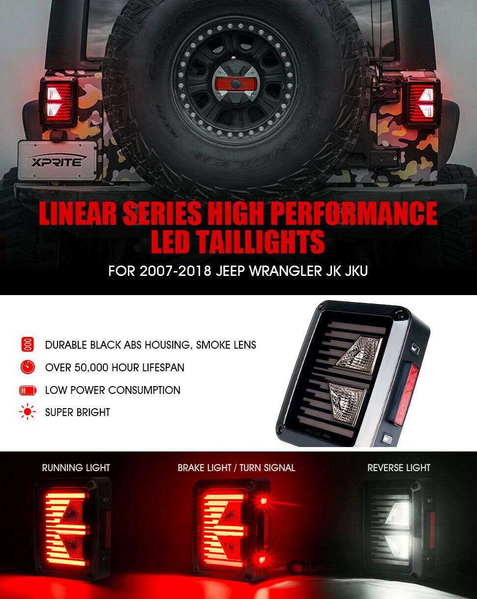 Linear Series LED Taillights For Jeep Wrangler - Smoke - It's a Jeep Thing  Shop