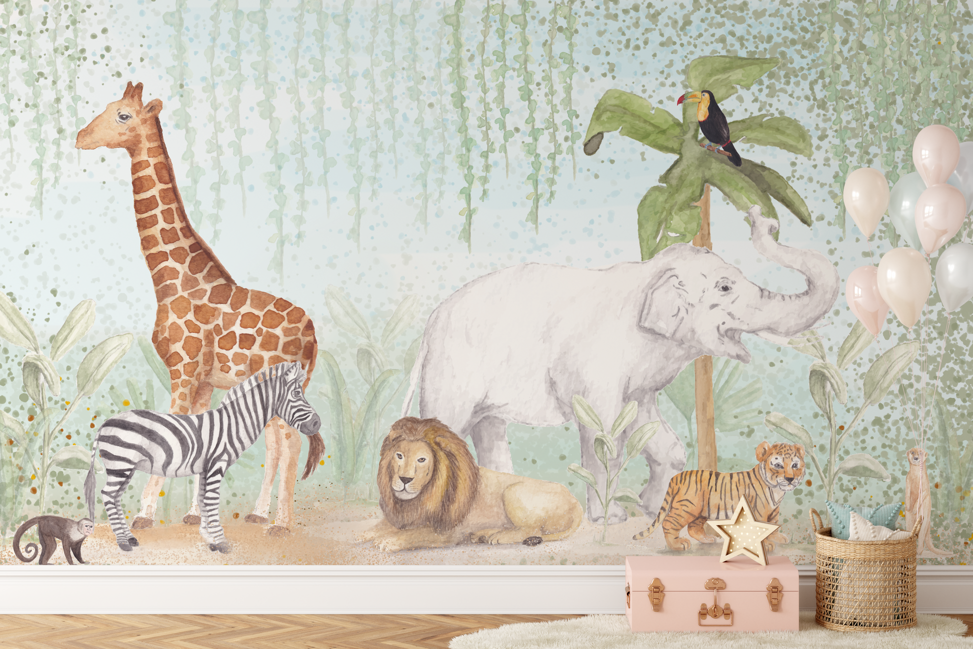 Compatibel met Noord Monnik Safari dieren fotobehang | Maak een babykamer om trots op te zijn – LM Baby  Art
