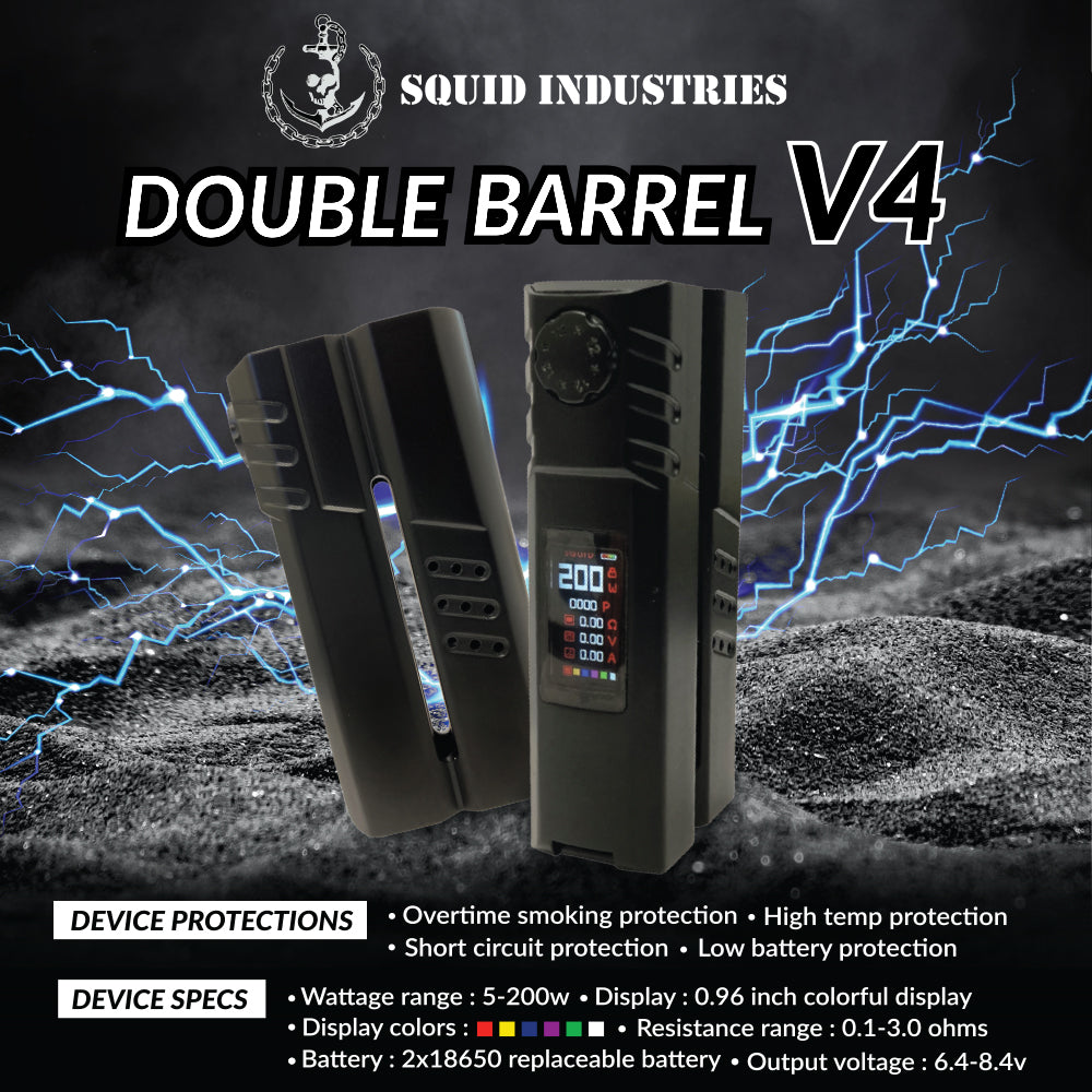 Squid Industries Double Barrel V4 200W Box Mod – everzon.com