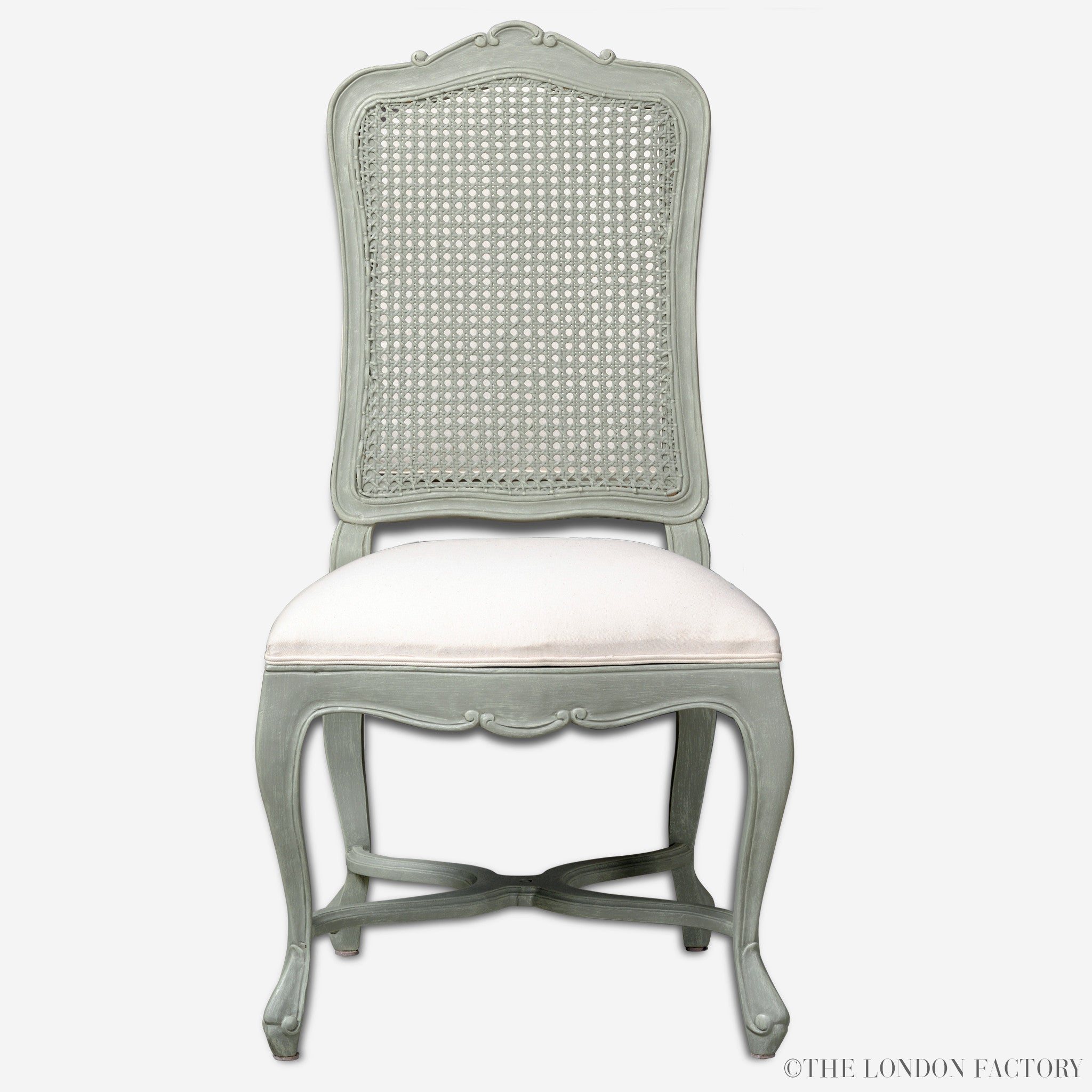 Hyde French Upholstered Seat Cane Back Dining Chair – The London Factory