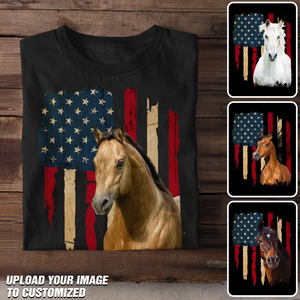 Personalized Upload Your Horse Photo Horse Lovers Gift T-shirt Printed 23JUN-DT14 - Vimareo
