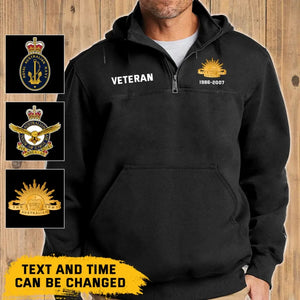 Personalize Australian Defence Force Veteran Retired 1/4 Zip Hoodie Print QTHN1724 - Vimareo