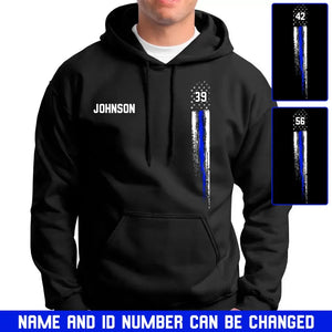 Personalized US Thin Blue Line Flag Custom Name Hoodie 2D Printed QTVQ1761 - Vimareo