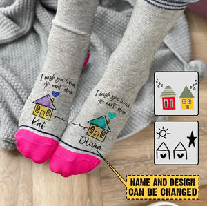 Personalized I Wish You Lived Next Door Bestie Gift 3D Socks Printed LVA24570 - Vimareo