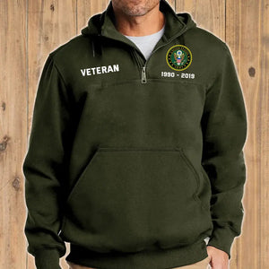 Personalize US Military Veteran Retired 1/4 Zip Hoodie Print QTHN1724 - Vimareo