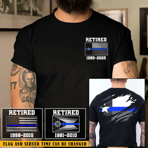 Personalized US State Flag Retired US Police Custom Service Time T-shirt Printed KVH241151 - Vimareo
