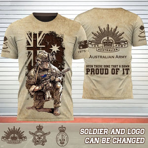 Personalized Australian Army Veteran Been There Done That & Damn Proud Of It 3D T-shirt Printed AHVQ241508 - Vimareo