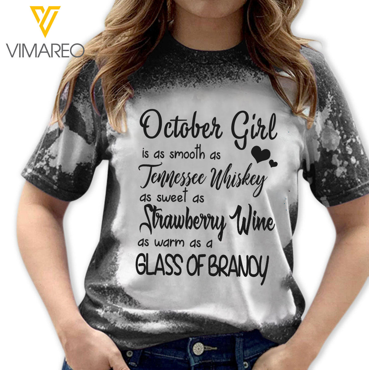 October Girl Bleached Tshirt Printed SEP-HQ20
