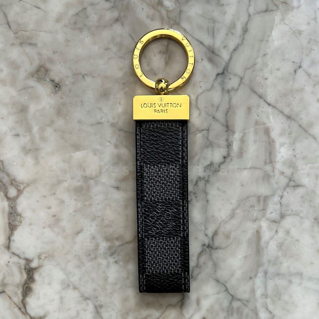 Red Emboss LV Leather Keychain