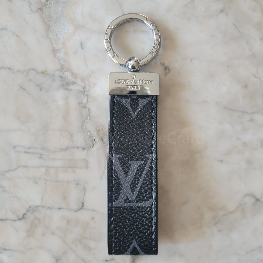 Red Monogram Leather Keychain - Small Print
