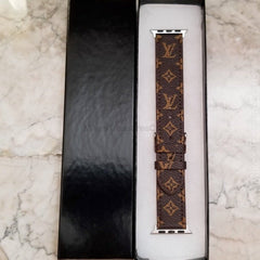 Louis Vuitton monogram leather strap for watches brown & green 20mm
