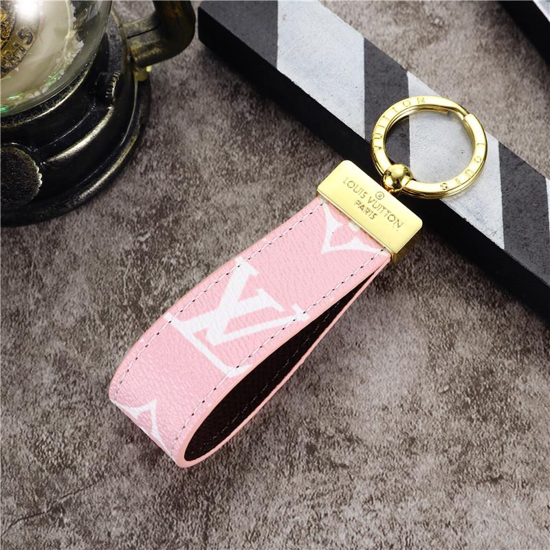 Pink Tie-Dye LV Leather Keychain