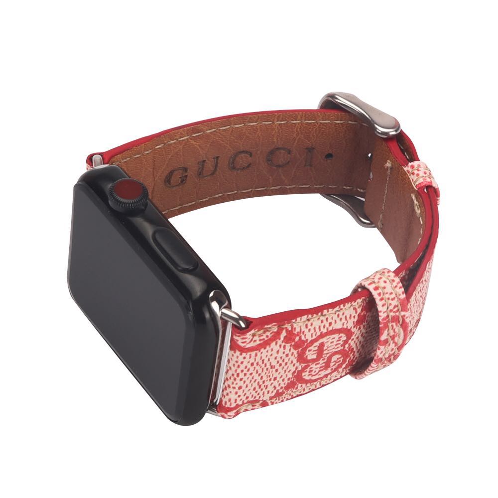 Red Emboss LV Luxury Watch Band