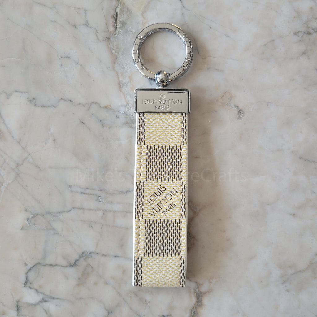 Brown Monogram Leather Keychain - Small Print