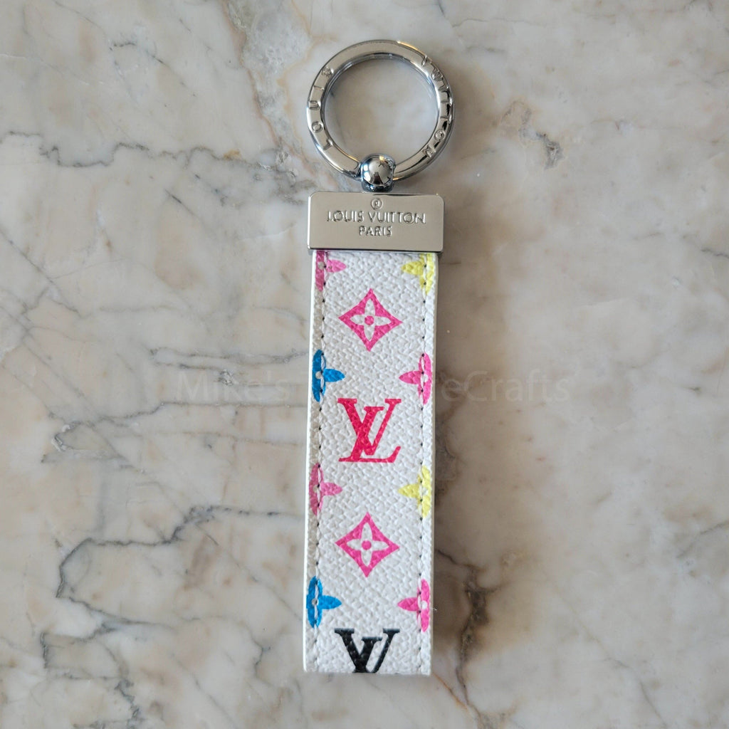 Blue Tie-Dye LV Leather Keychain