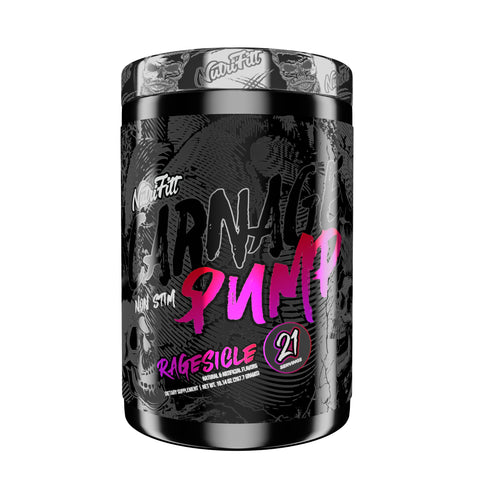 An image of Carnage Pump (Raspberry Cream flavor) Non-stimulant preworkout from NutriFitt.