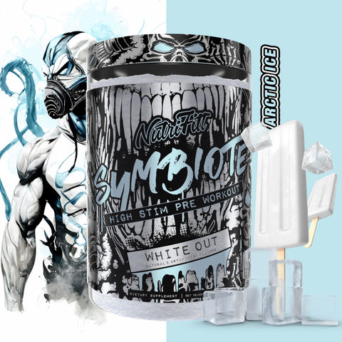Image of Symbiote Extreme Pre-workout (White Out flavor) from NutriFitt, ready to help you gain mass, lose weight in the form of fat, and reach your goals.
