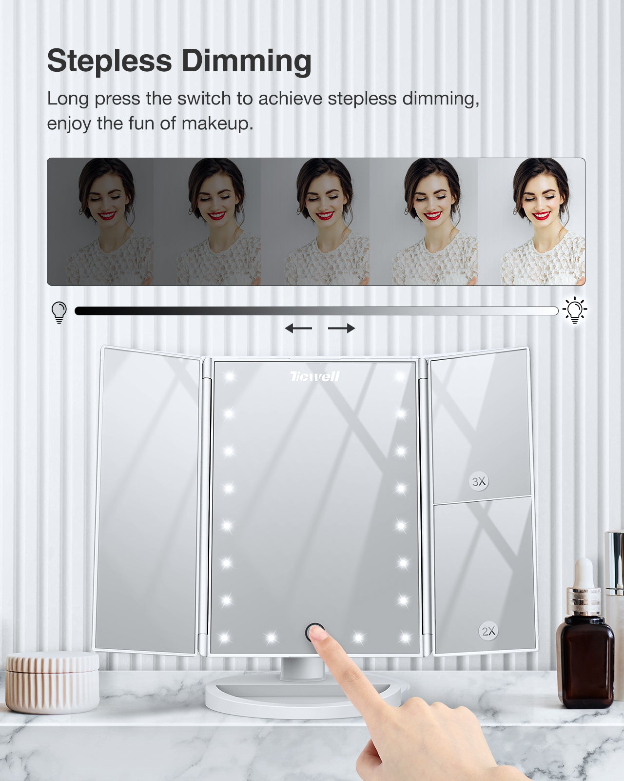 wondruz makeup vanity mirror with lights 1x 2x 3x magnification