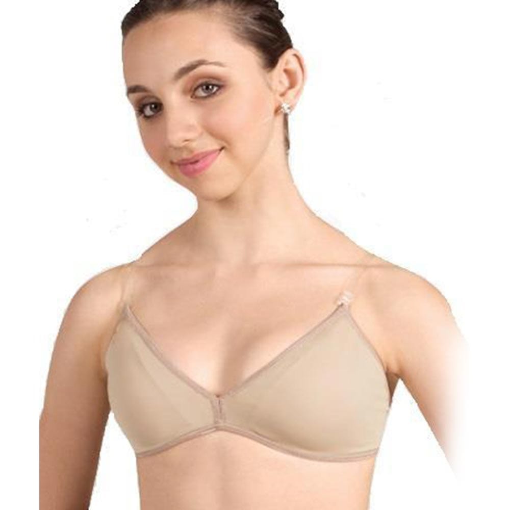 Body Wrappers Nude Dance Bra Deep-V Convertible - Clear Straps - 283