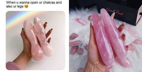 curvenpeach rose quartz crystal dildo yoni massage wand