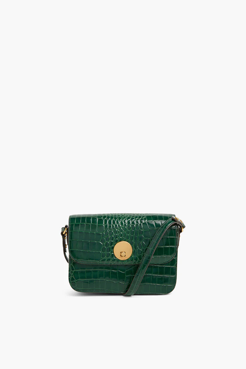 Alexis Leather Flap Over Body Bag in green