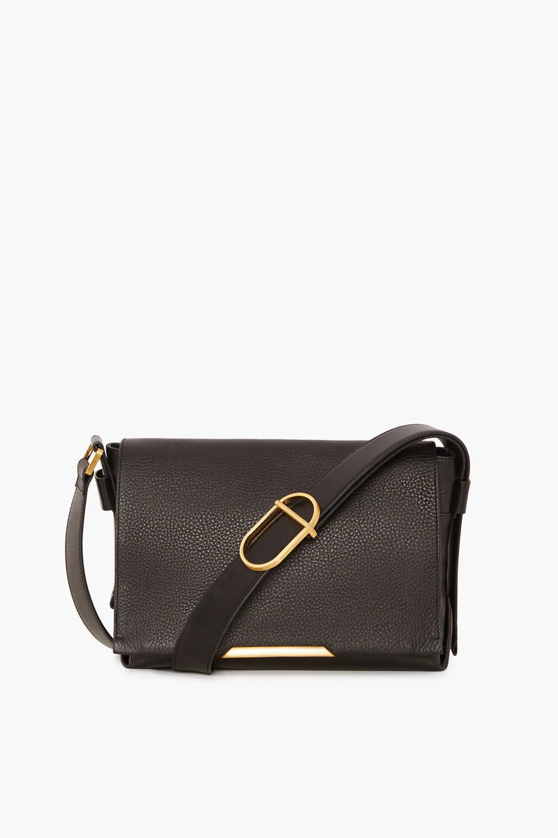 Beatrix Leather Flap Messenger in black