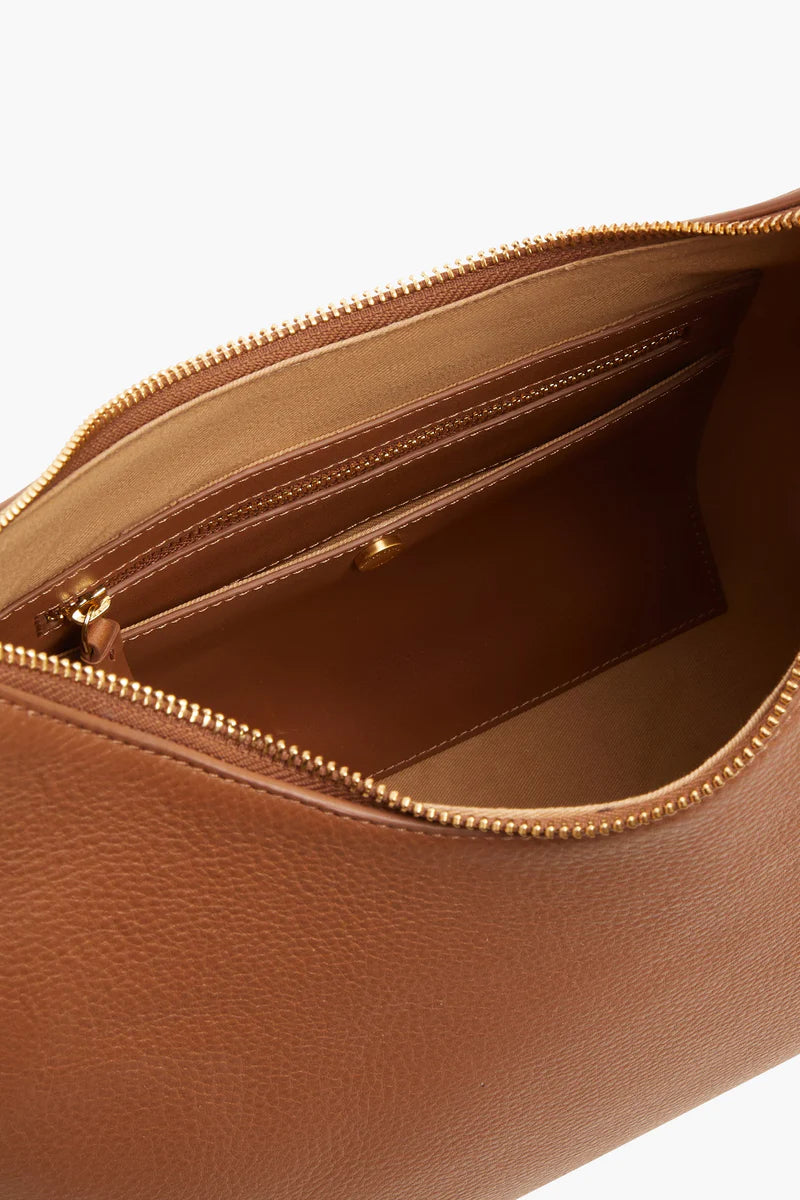 Beatrix Leather Scoop Hobo in Tan (inside view)