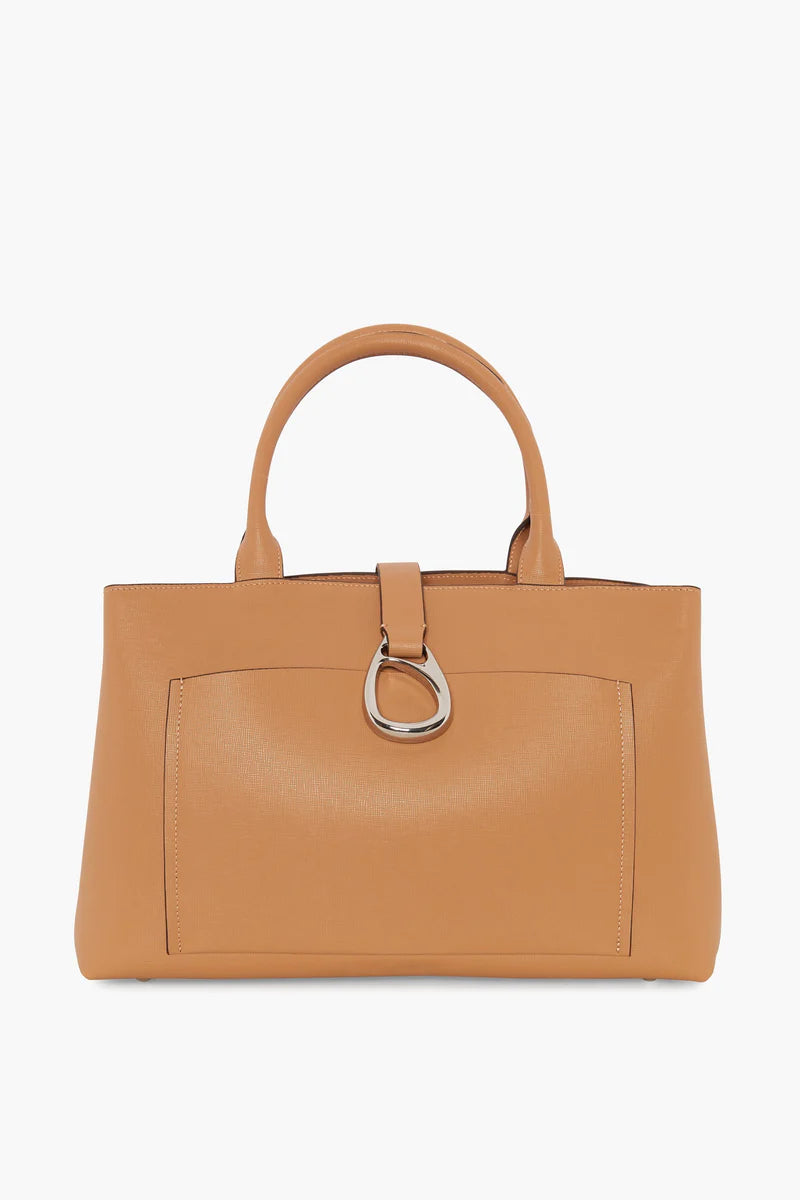 Bee Leather Tote in Camel