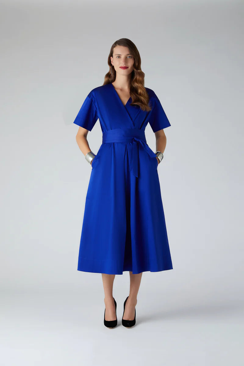 Betty Cotton Wrap Dress in Blue