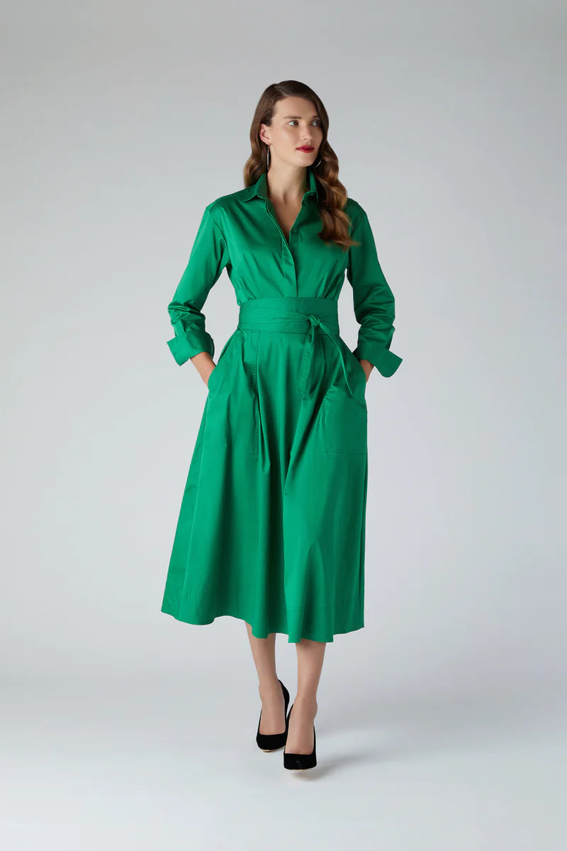 Robe chemise jupe ample Blythe en vert