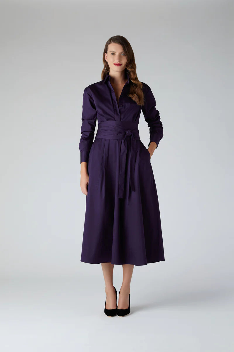 Blythe Full Skirt Shirt Dress in Purple