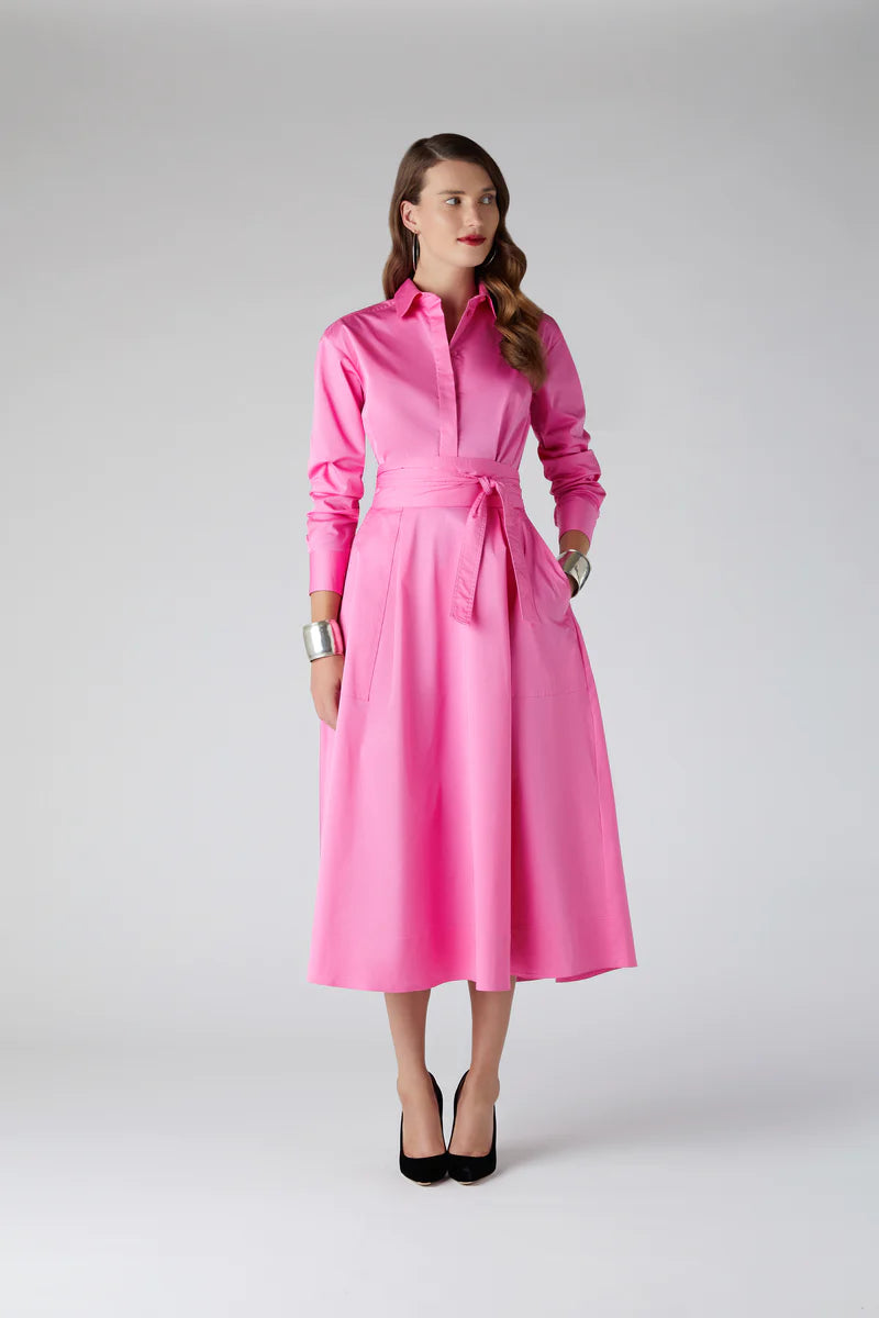 Blythe Full Skirt Shirt Dress in pink