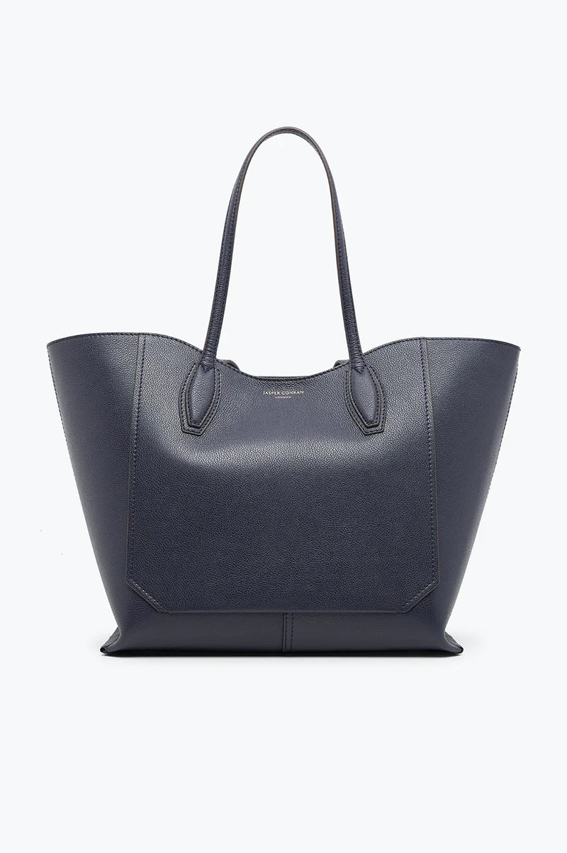 Bryn Leather Tote Bag in Navy