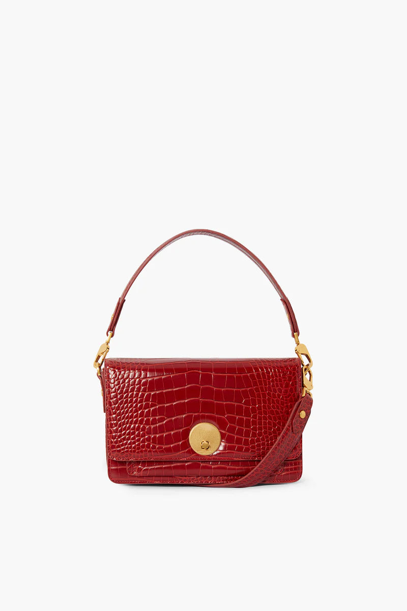 Celia Leather Multi Strap Bag in red