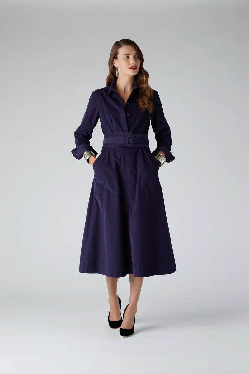 Constance Needlecord Shirt Dress in Blue