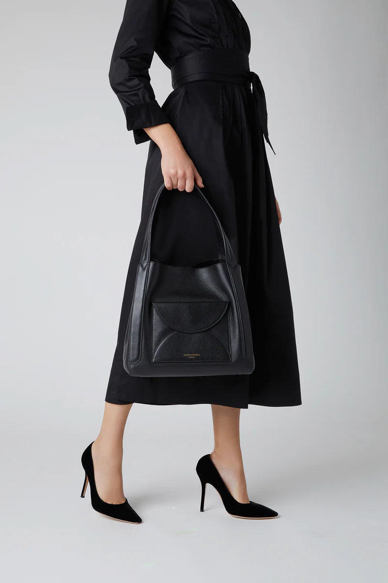 Darcey Leather Hobo Bag in Black