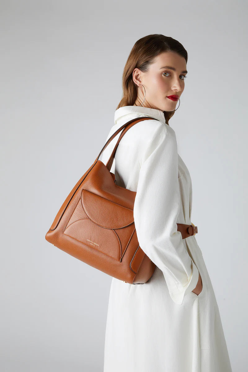 Darcey Leather Hobo Bag on the Shoulder