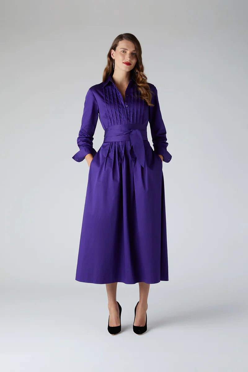 Robe chemise à jupe évasée Emily en violet