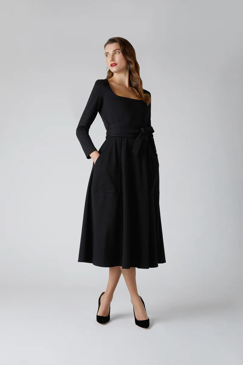 Esther Jersey Scoop Neck Dress in Black