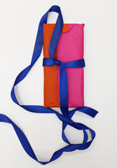 Tied ribbon on giftwrap