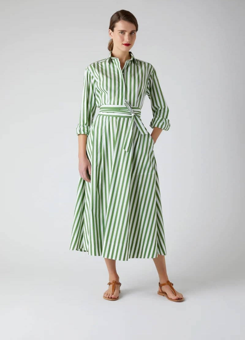 Blythe Striped Full Skirt Shirt Dress