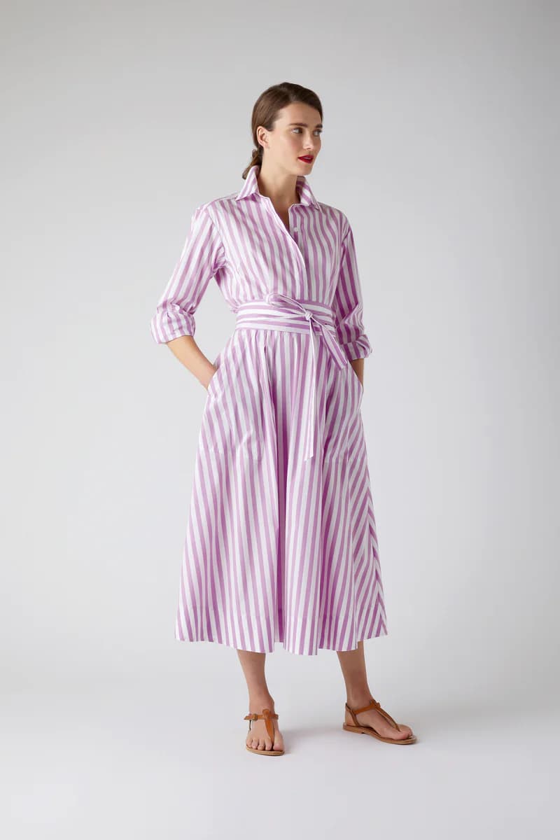 Lilac Blythe striped full skirt shirt dress