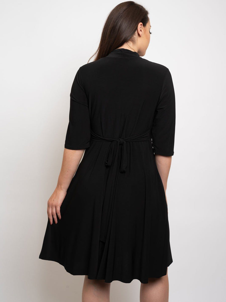 PLUS SIZE WRAP BLACK DRESS – Wholesalefashiontrends.com