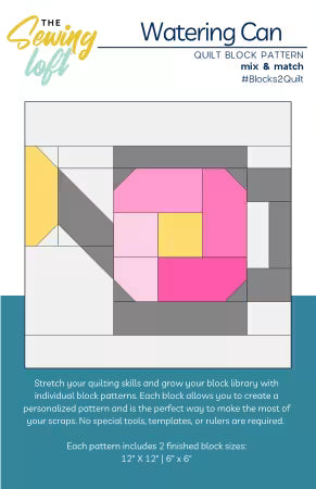 Watering Can Quilt Block - Threaded Lines