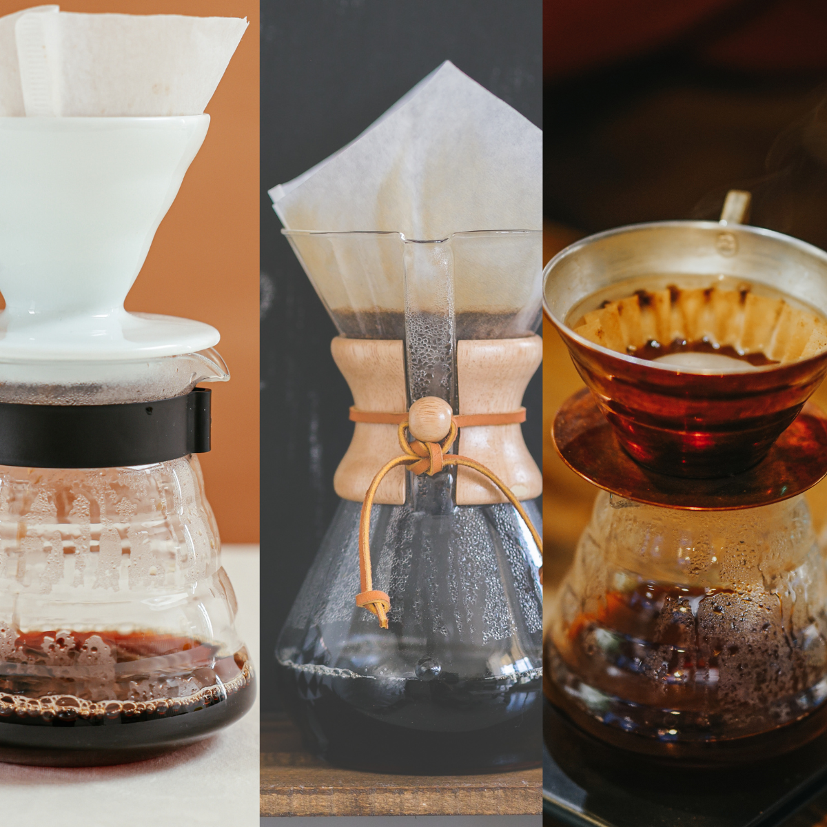 An array of pour-over coffee equipment showcasing diverse designs, emphasizing individual brewing styles and preferences.