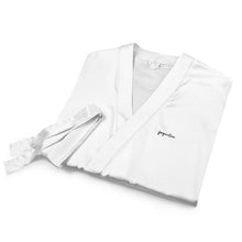 Load image into Gallery viewer, FORYNATION BASICS- WHITE SATIN EMBROIDERED ROBE
