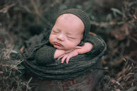 Knit footed sleeper, romper overall, photography prop with/without classic bonnet