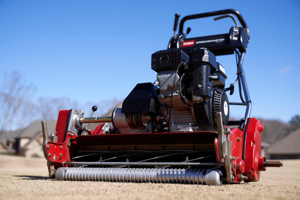 Lawn mower on lawn